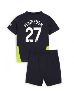 Manchester City Matheus Nunes #27 Auswärts Trikotsatz für Kinder 2024-25 Kurzarm (+ Kurze Hosen)